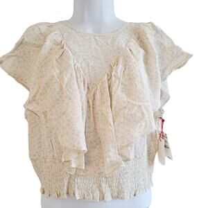 Open Edit Flutter Sleeve Lennox Print Crop Top